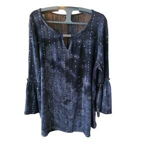 Sami & Jo Women's Flare Ruffle Sleeve Sequins Size XL Top Boho Fade
